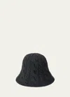 Maison Michel Clem Black Cable Knit Cashmere Bucket Hat In Charcoal