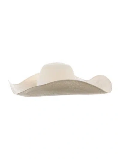 Pre-owned Maison Michel Crosshatched Straw Baja Hat W/tags In Neutral