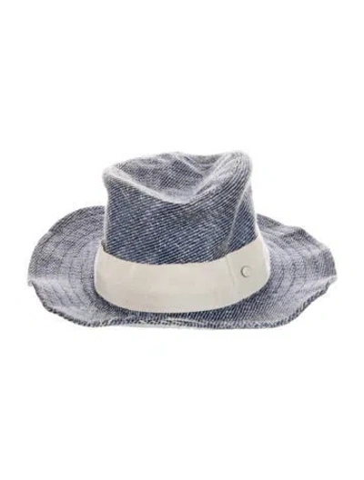Pre-owned Maison Michel Denim Belt Embellished Bucket Hat In Blue