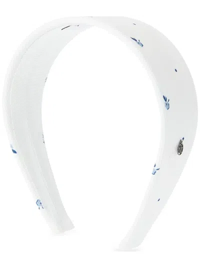 Maison Michel Elizabeth Denim Headband In 白色