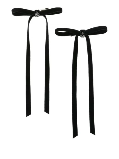 Maison Michel Ella Bow-ribbon Hair Clips In Black