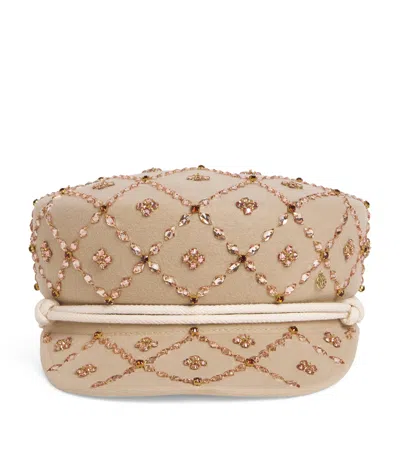 Maison Michel Embellished Abby Sailor Hat In Beige