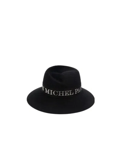 Maison Michel Embroidered Logo Fedora In Black