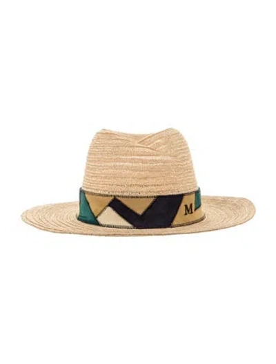 Pre-owned Maison Michel Embroidered Straw Hat In Neutrals
