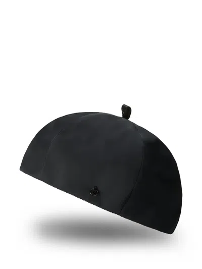 Maison Michel Emy Logo-plaque Beret Hat In Black