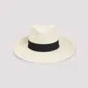 Maison Michel Eric Ribbon On Brisa Wide Brim Hat In White