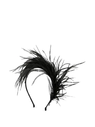Maison Michel Feather-embellished Headband In Black