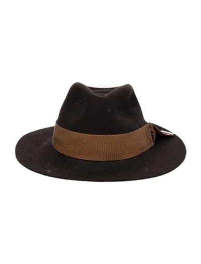 Pre-owned Maison Michel Fedora Hat In Brown