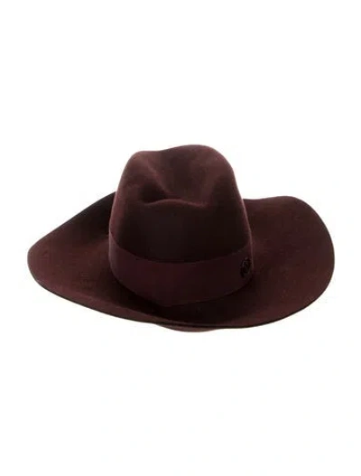 Pre-owned Maison Michel Felt Fedora Hat In Burgundy