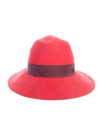 Pre-owned Maison Michel Felt Fedora Hat In Red