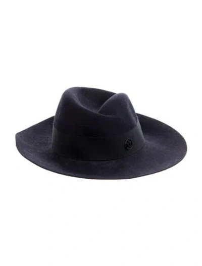 Pre-owned Maison Michel Felt Wide Brim Fedora Hat In Blue