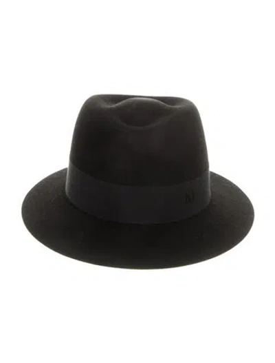 Pre-owned Maison Michel Felt Wide Brim Hat In Black