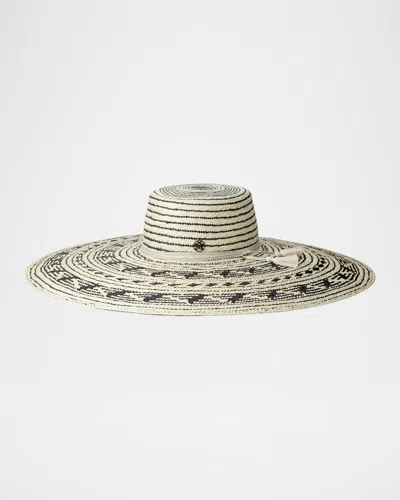 Maison Michel Gina Bicolor Straw Floppy Hat In Natural/black