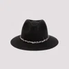 MAISON MICHEL GREY BLACK RICO BRAID TWEED WOOL FELT HAT