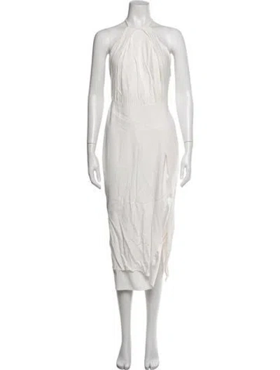 Pre-owned Maison Michel Halterneck Midi Length Dress In Neutrals