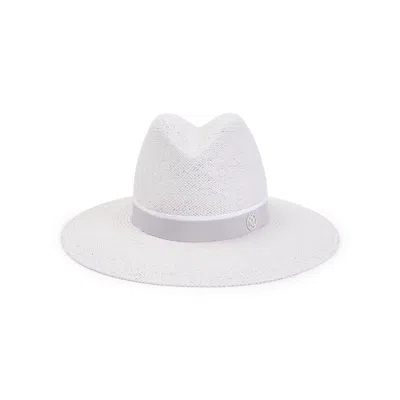 Maison Michel Zango Wide Brim Hat Ribbon Band In White