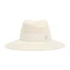 Maison Michel Fedora Hat With Grosgrain Ribbon Band In White