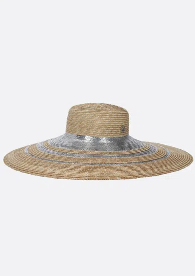 Maison Michel Bianca Logo Plaque Capeline Hat In Beige