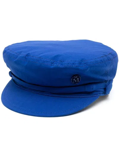 Maison Michel New Abby Logo Plaque Sailor Cap In Blue