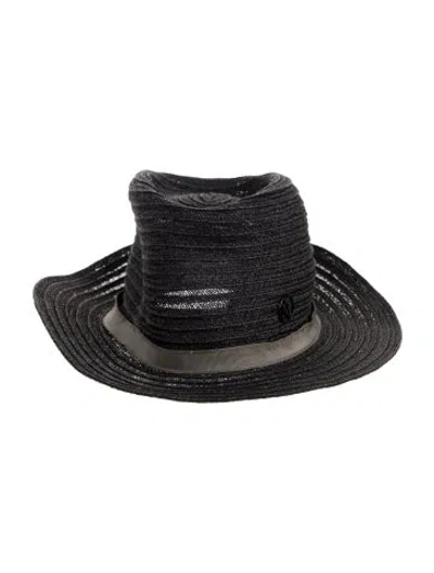 Pre-owned Maison Michel Hemp Fedora Hat In Black