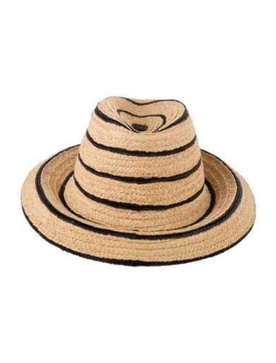 Pre-owned Maison Michel Hemp Woven Fedora Hat In Neutral