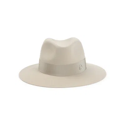 Maison Michel Henrietta Beige Wool Hat In Neutrals