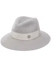 Maison Michel Virginie Grosgrain-trimmed Wool-felt Fedora In Grey