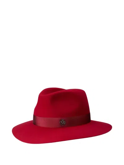 Maison Michel Henrietta Logo-detail Fedora Hat In Red