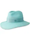 Maison Michel Henrietta Straw Fedora Hat In Blue