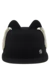 Maison Michel Jamie Hat With Crystals In Black