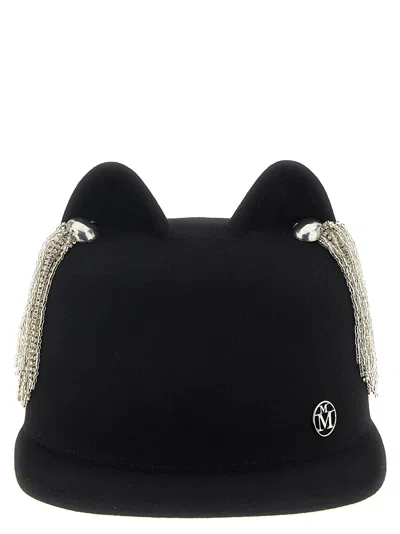 Maison Michel Jamie Hat With Crystals In Black