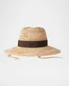 Maison Michel Fedora Hat In Crocheted Rafia Straw In Natural