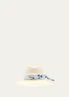 MAISON MICHEL KATE STRAW FEDORA WITH PRINTED SCARF