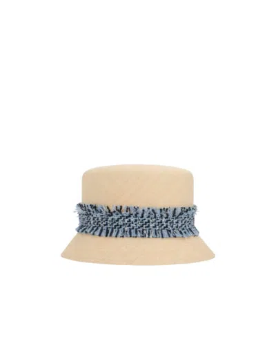 Maison Michel Kendall Fringe-detail Hat In Nude