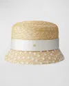 Maison Michel Kendall Mini Bridal Straw Bucket Hat In Natural