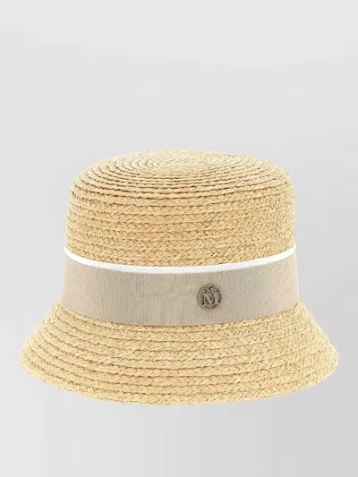 Maison Michel Kendall Mini Straw Hat Wide Brim Band In Neutral