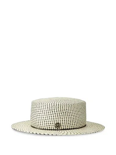 Maison Michel Kiki Boater Hat In Metallic