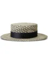 Maison Michel Kiki Logo-detail Straw Fedora In Neutrals