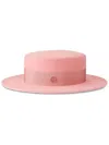 Maison Michel Kiki Logo-detail Wool Fedora In Pink