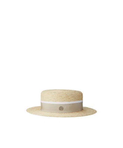 Maison Michel Kiki Ribbon-detailed Hat In Gray