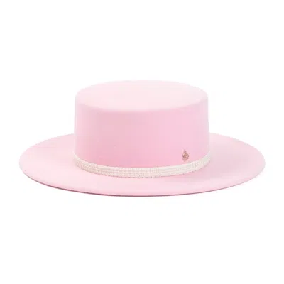 Maison Michel Kiki Sequins Bubblegum Wool Felt Hat In Pink