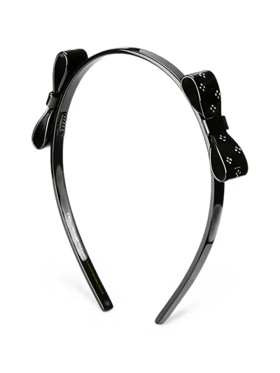 Maison Michel Kristen Crystal-embellished Bow Headband In Black