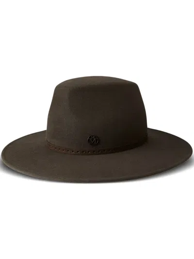 Maison Michel Kyra Logo-plaque Fedora In Brown