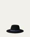 Maison Michel Kyra Fringed Ribbon Wool Felt Fedora Hat In Black