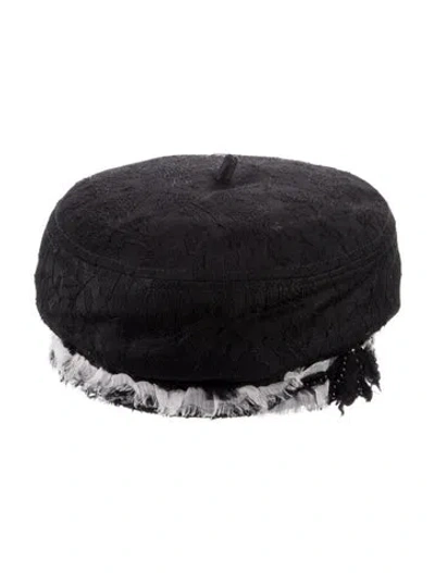 Pre-owned Maison Michel Lace Newsboy Hat In Black