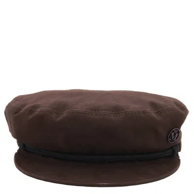 Maison Michel Ladies Bitter Chocolate New Abby Paperboy Hat