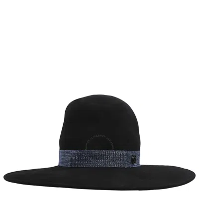 Maison Michel Ladies Black Eliza Denim Ribbon Capeline Hat