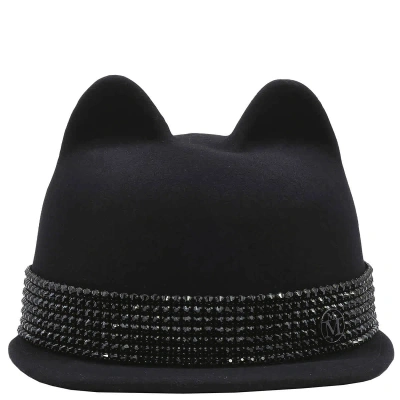 Pre-owned Maison Michel Ladies Black Jamie Stras Belt Hat