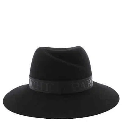 Pre-owned Maison Michel Ladies Black Virginie Fedora Hat, Size Large