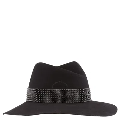 Maison Michel Ladies Black Virginie Studded Strass Fedora Hat
